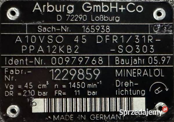 Arburg A10VSO 45 DFR131RPPA12KB2 SO303 00979768 wielkopolskie Poznań