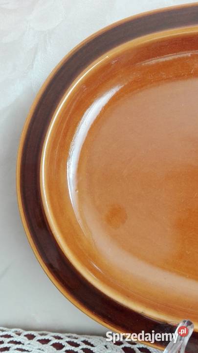 Półmisek duży porcelit DDR brązowy Białystok