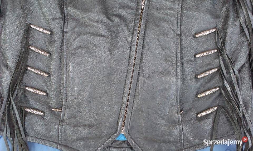Kurtka skórzana damska ramoneska skóra frędzle Rybnik