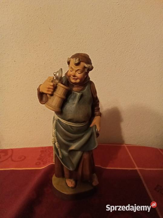 Drewniana rzeźba mnicha z kuflem Sztuka Antyki, Sztuka, Kolekcje Warszawa