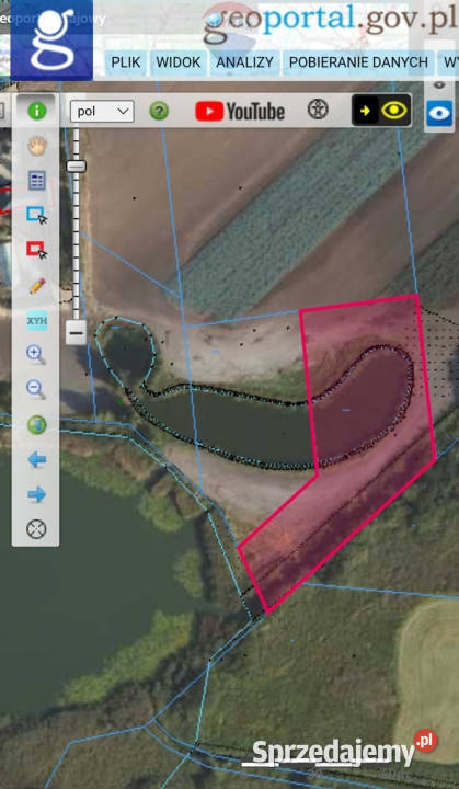 Działka 5178 m z linią brzegową stawem Choceń