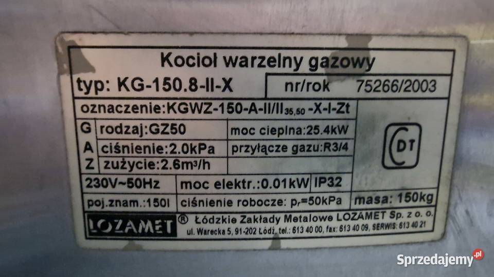 Kociol warzelny gazowy typ 1508lIX Parczew