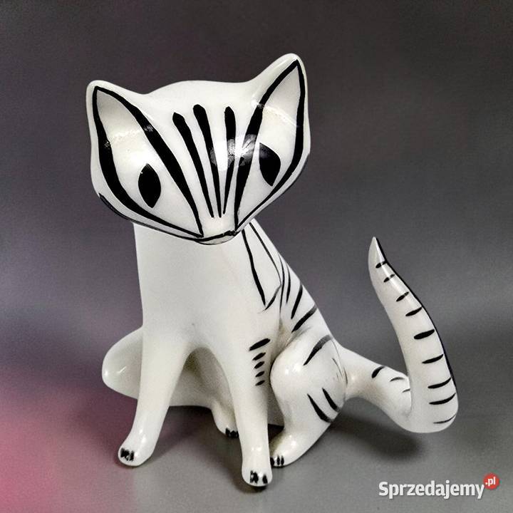 Kot Art Deco Hollohaza Istvan Torma pikas lata Porcelana i szkło Warszawa