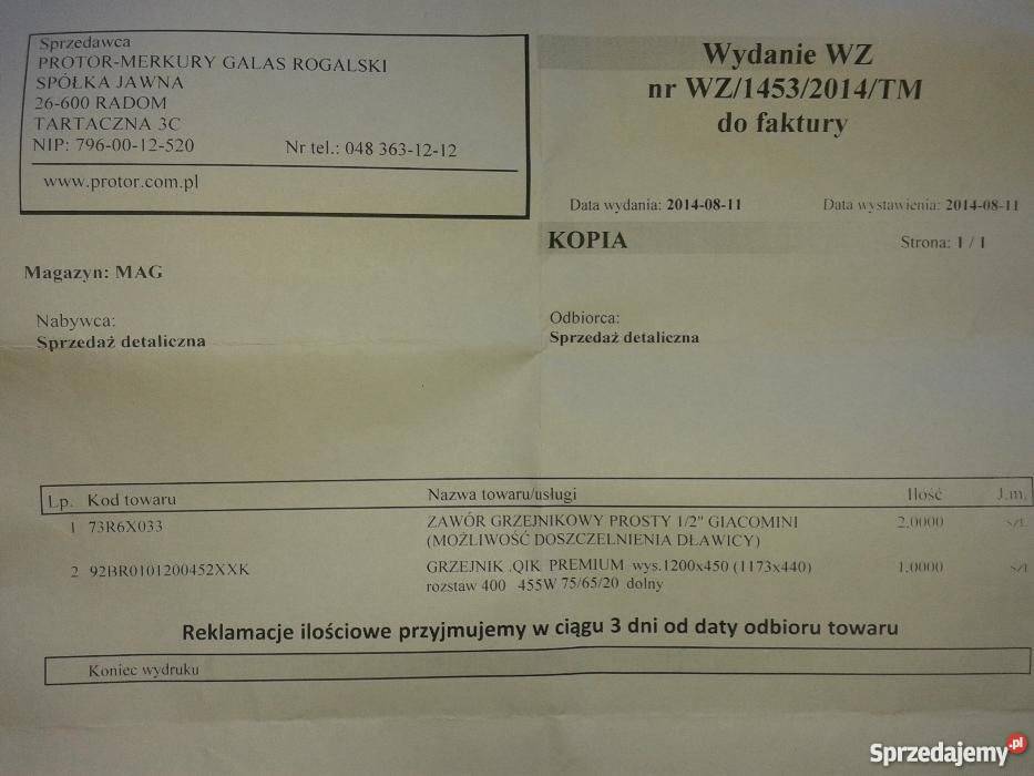 Grzejnik łazienkowy dwa zawory grzejnikowe mazowieckie Radom sprzedam