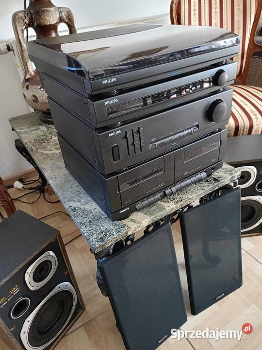 Wieża PHILIPS z Gramofonem i Kolumnami Vintage Drawski Młyn sprzedam