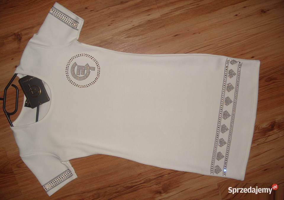 śmietankowa sukienka CHERLIZE FASHION ozdobne Rawicz