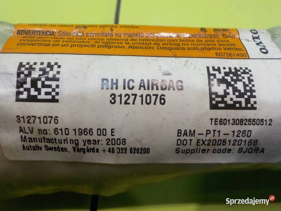 VOLVO C30 RDESIGN 08r kurtyna powietrzna prawa Suków