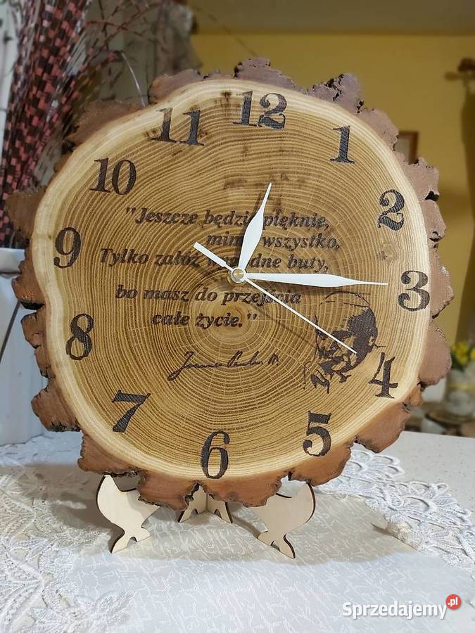Zegar na plastrze brzozy akacji ścienny Zegary Dobrzechów sprzedam