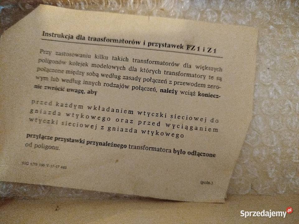 Zasilacz transformator kolejki Piko fz1 Katowice sprzedam
