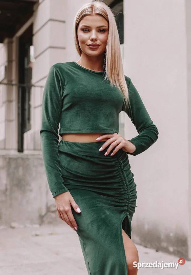 Komplet Welurowy Aria Butelkowa Zieleń