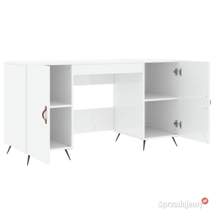 Biurko białe z połyskiem 140x50x75 materiał Warszawa