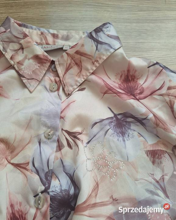 Piękna pudrowa wiosenna koszula w kwiaty 50 plus Kraków