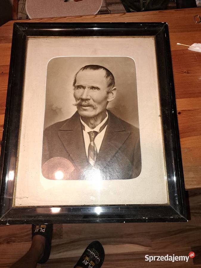 Stary obraz zdiecie szklem z przed 100 lat jakiś Lubań