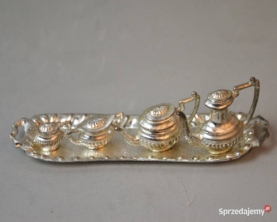 Miniaturowy serwis do herbaty w srebrnym kolorze sprzedam