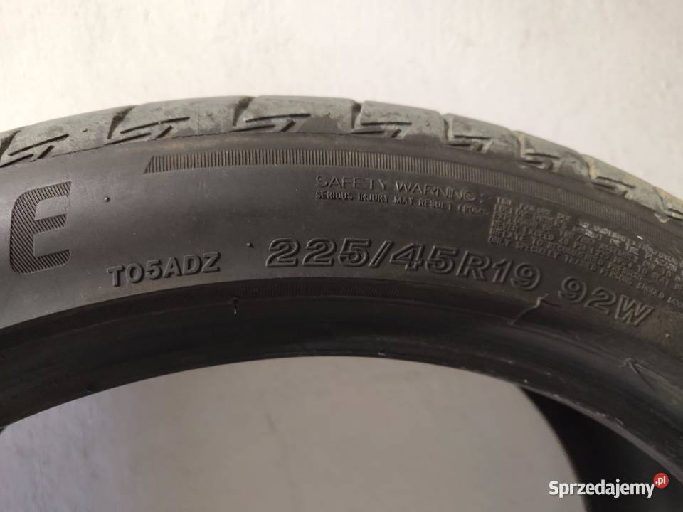 Opony Bridgestone Turanza T005 22545 R19 92W DOT lato Knurów sprzedam