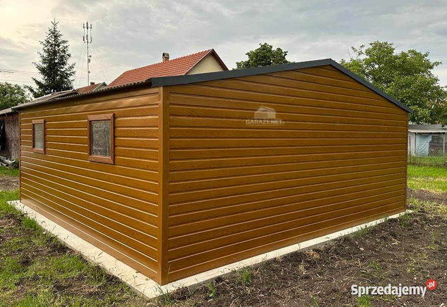 GARAŻ BLASZANY 6m x 6m DWUSPAD 2xBRAMA DRZWI Łapanów