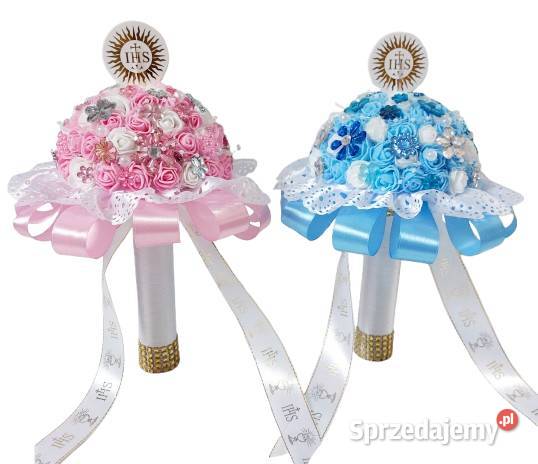 Bukiet na komunię różowy niebieski Radzyń Podlaski