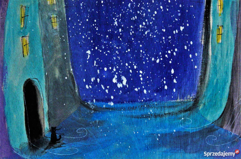 Obraz Uliczka malowany na drewnie w kształcie Katowice sprzedam