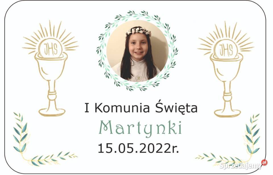 Naklejki Pierwsza Komunia Święta personalizowane Kamionna
