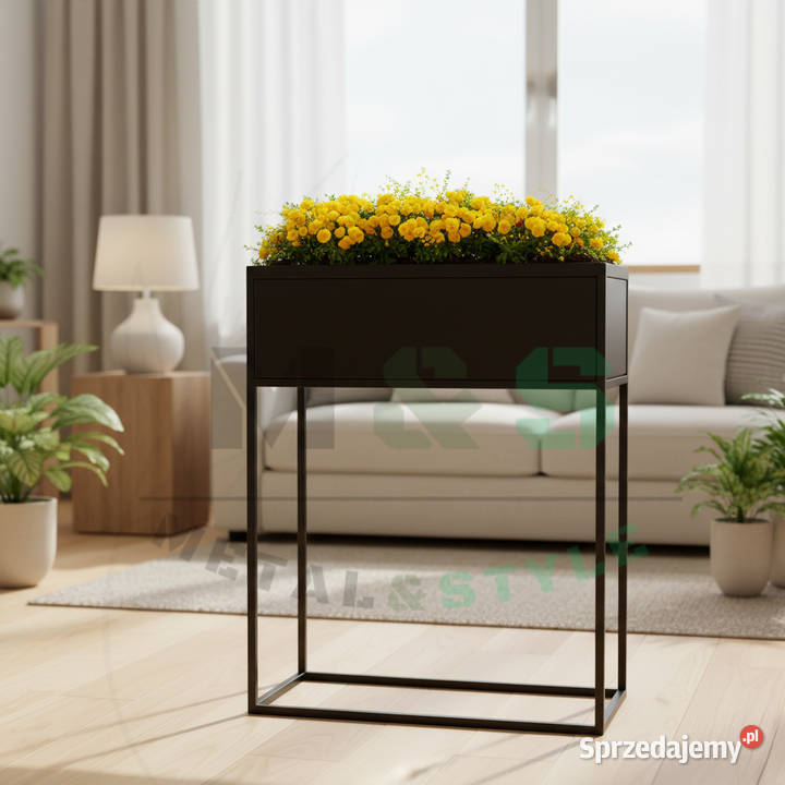 Donica metalowa loft 77 czarny mat taras balkon