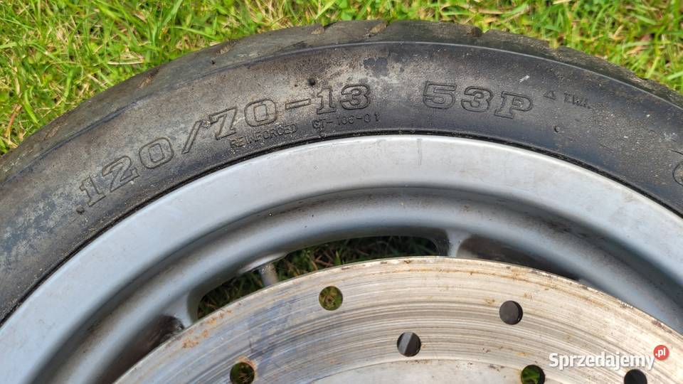 felga przednia z tarcza hamulcowa opona kolo Układ hamulcowy Piła