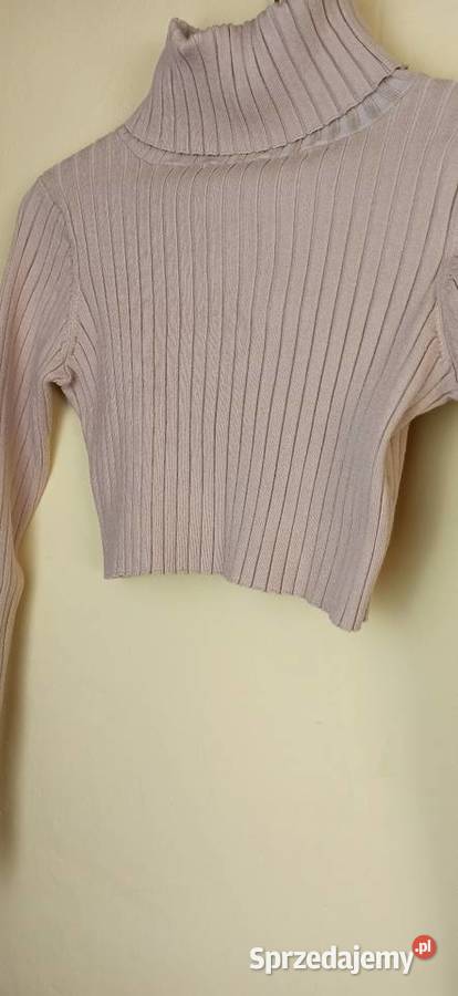 Sweterek krótki crop top z golfem Oh Polly