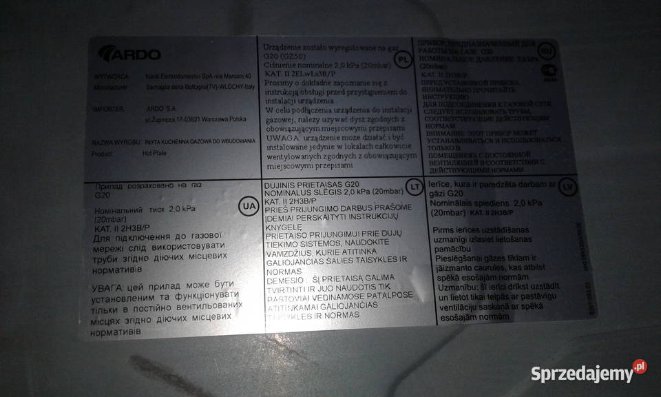 Płyta gazowa do zabudowy śląskie Gorzyce