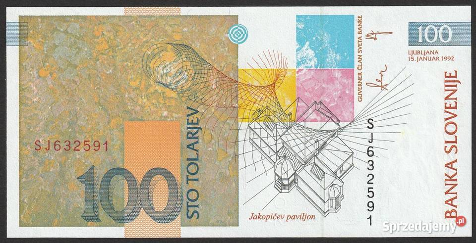 SŁOWENIA 100 TOLAR 1992 STAN BANKOWY UNC łódzkie sprzedam