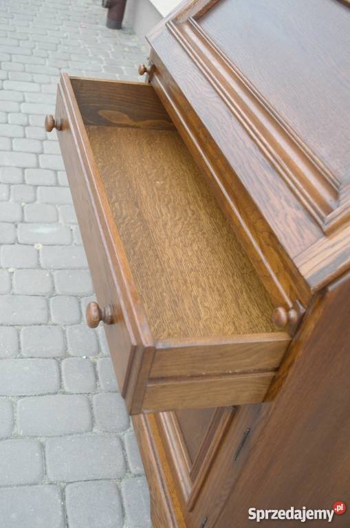 Ładny solidny sekretarzyk biurko dębowe meble Nowy Tomyśl
