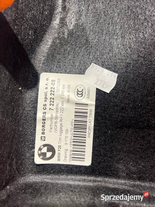 BMW X3 F25 BOCZEK TAPICERKA OBUDOWA BAGAŻNIKA osobowe