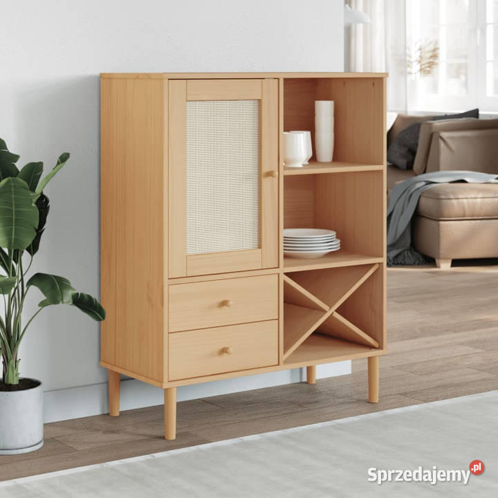 Szafka SENJA imitacja rattanu brązowa 90x40x112 Szafki mazowieckie
