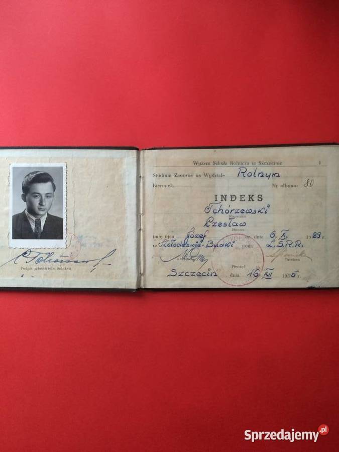 1589 Indeks Wyższej Szkoły Rolniczej