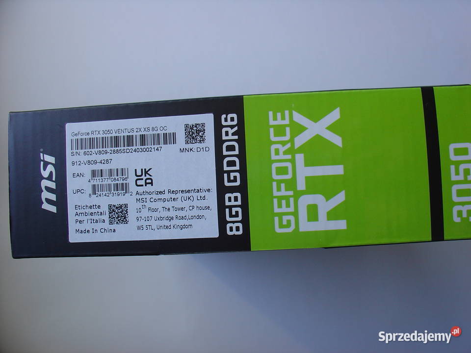 Karta graficzna MSI GeForce RTX 3050 VENTUS 2X sprzedam