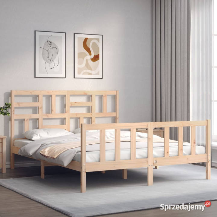 Rama łóżka bez materaca lite drewno sosnowe 205cm Łóżka Warszawa