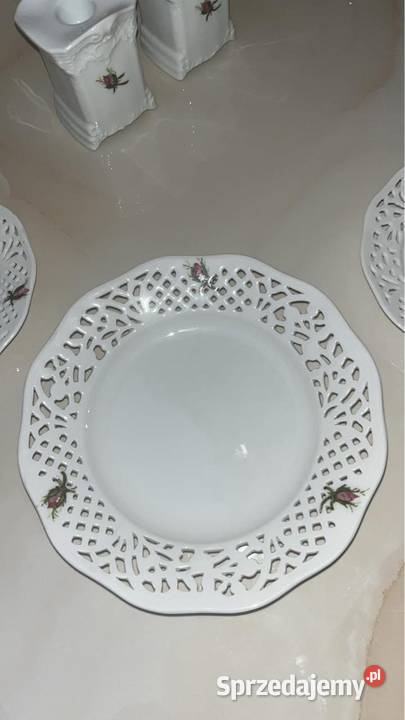 Patera miseczka ażur biała porcelana z różyczką Gdańsk