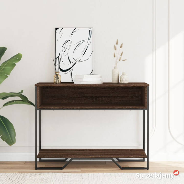 Stolik konsolowy brązowy dąb 100x35x745 WM848533 Warszawa