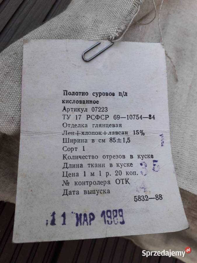 Kupon materiał lniany malarstwohaft krawiectwo i mazowieckie Warszawa