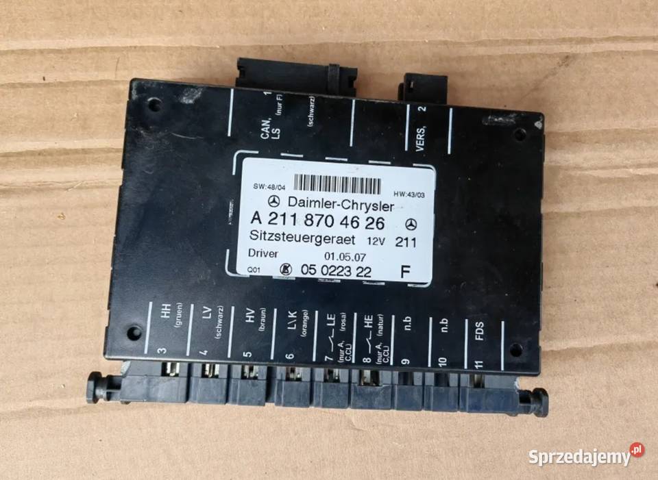 Moduł fotela lewy kierowcy Mercedes CLK w209