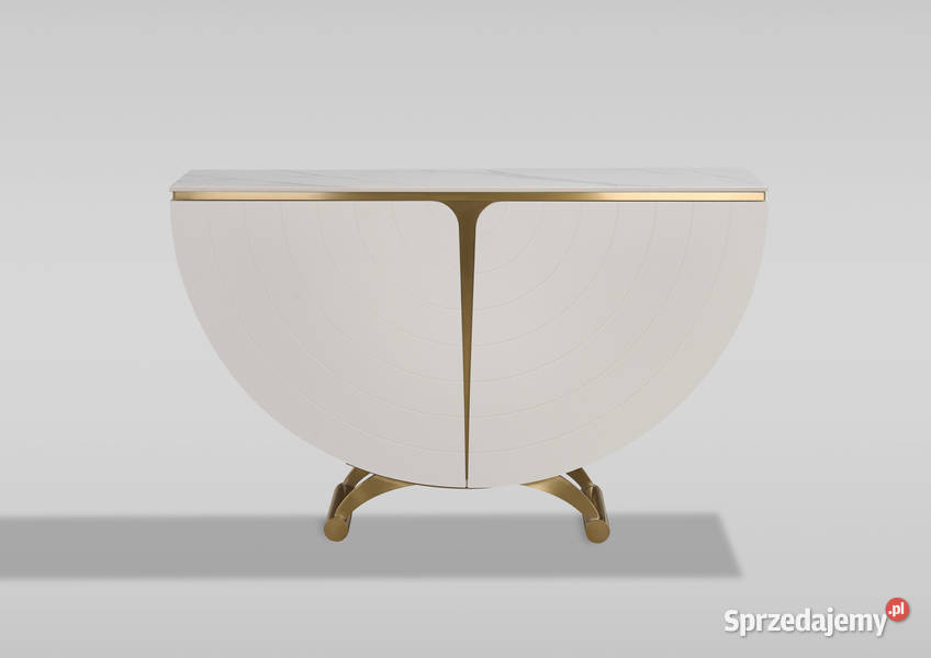 Biała konsola glamour półokrągła Vellora Golkowice