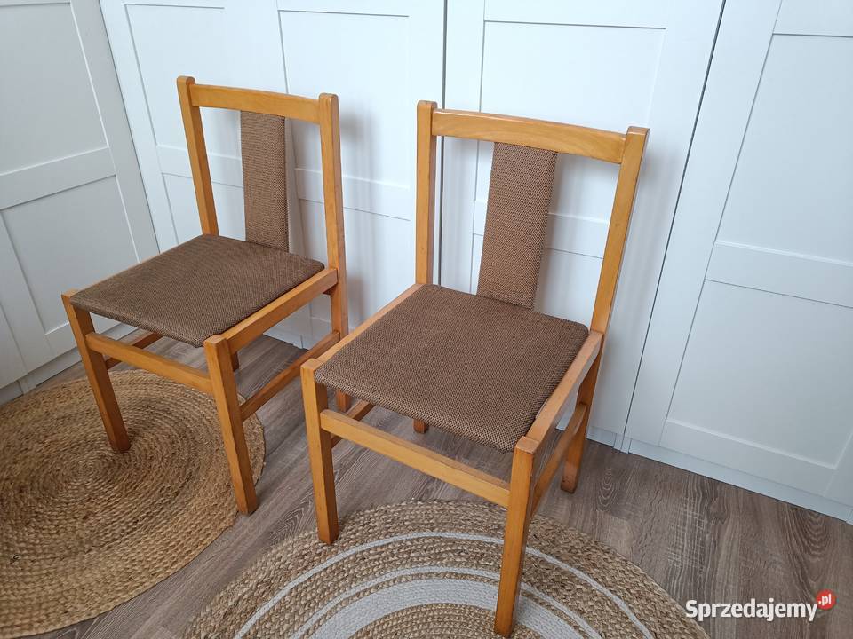 KRZESŁA drewniane tapicerowane Jafameg 6 Retro Brzostek
