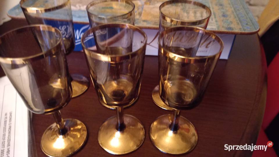 Kieliszki szaro złote do likieru Warszawa