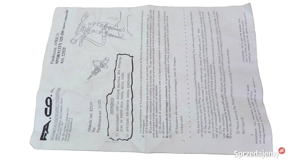 STELAŻ UCHWYT MOCOWANIE SZYBY FACO APRILIA Bielsk Podlaski