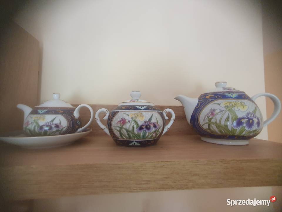 Porcelana Ręcznie Malowana Irysy Kwiaty Japoński Warszawa
