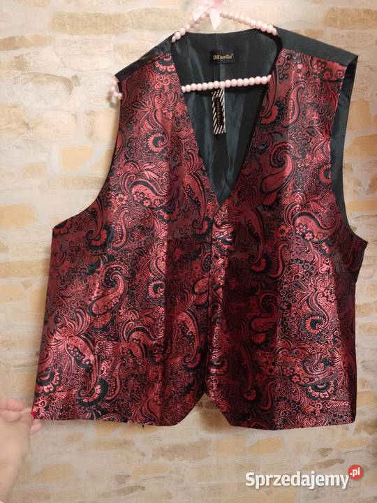 4XL5XL Czerwono czarna kamizelka garniturowa z małopolskie Kraków