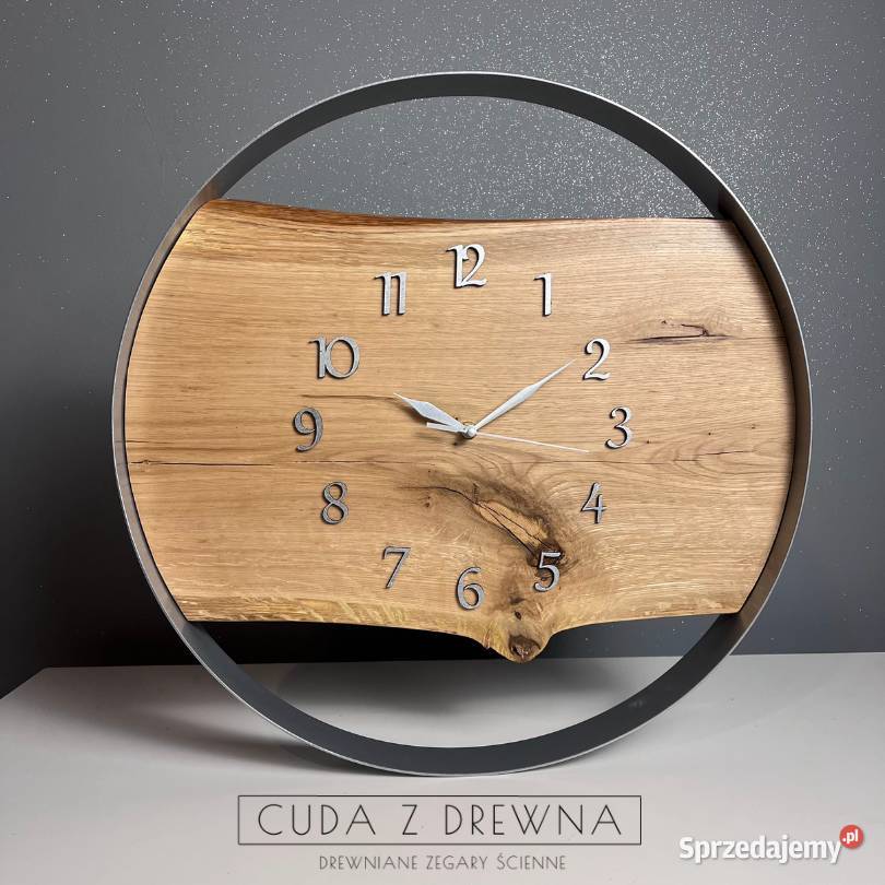 Zegar na ścianę drewniany w obręczy CUDA Z Borów