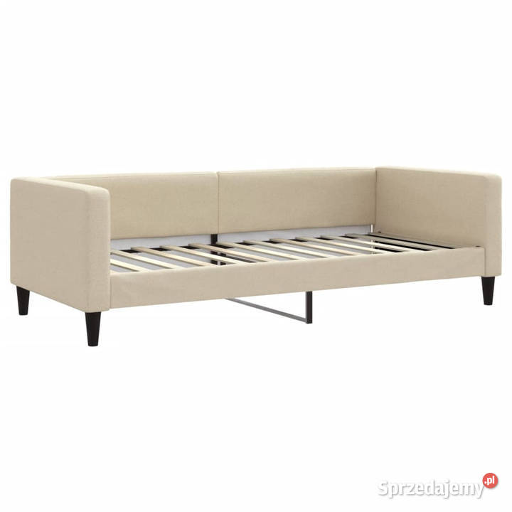 Sofa z materacem do spania kremowa tkanina Warszawa