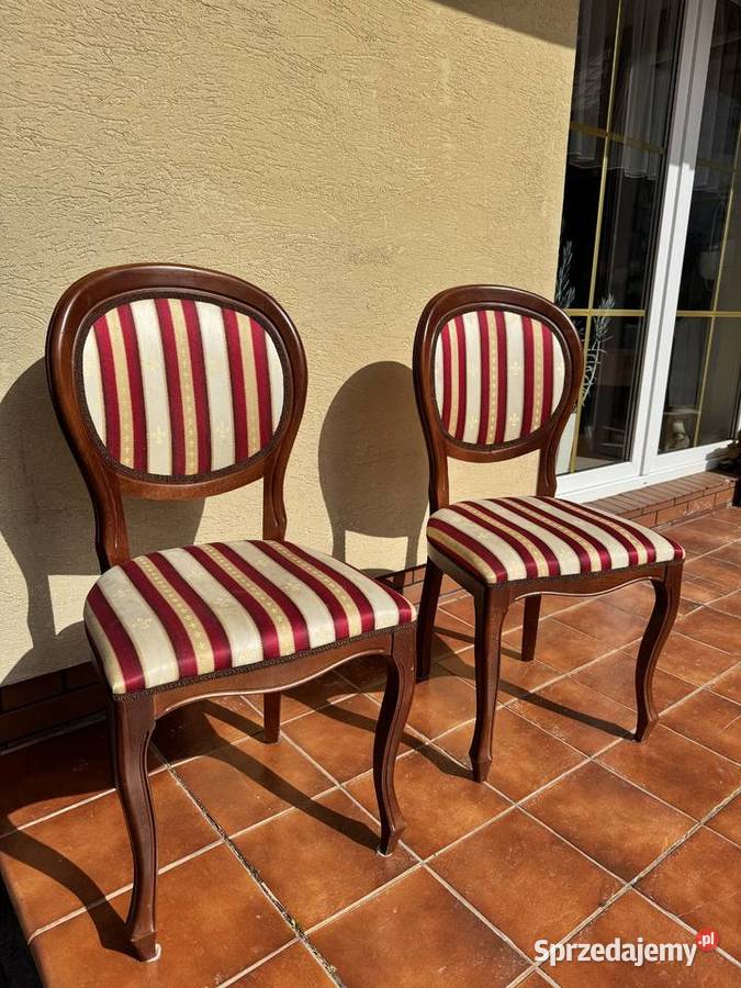 Krzesło Ludwikowe stylowe medalion ludwikowskie