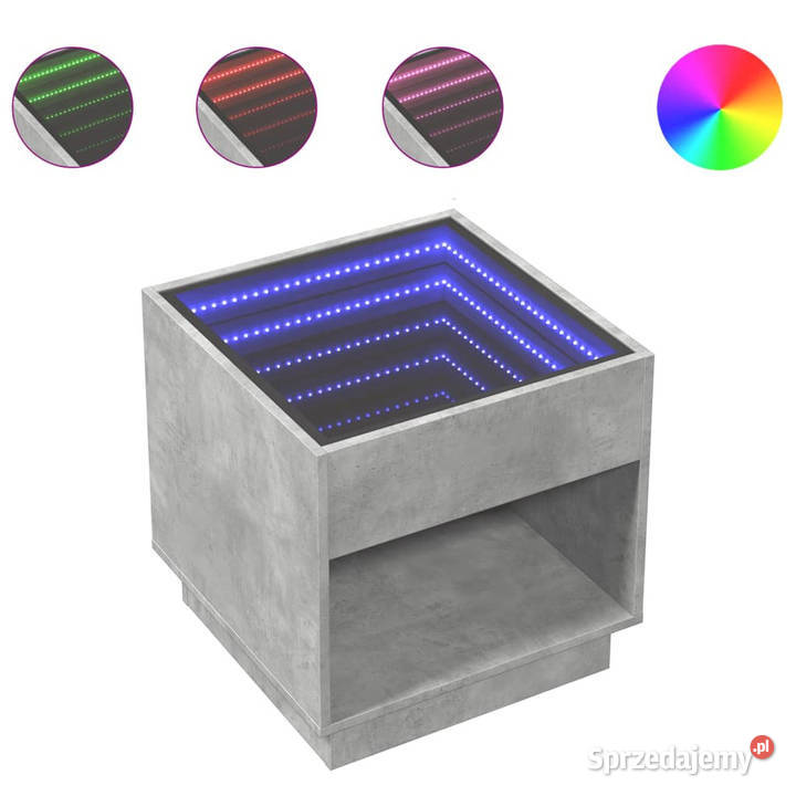 Stolik kawowy z LED Infinity szarość betonu