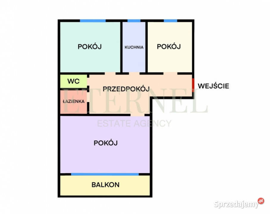 Przestronne 3pokojowe mieszkanie 59m2 z balkonem Liczba pokoi 3