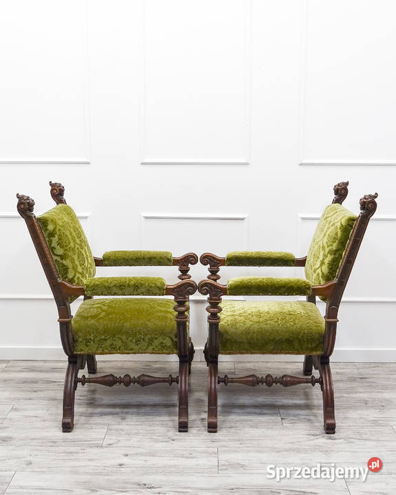 Zdobione Fotele tapicerowane Orzech FOTEL 75cm Kalisz